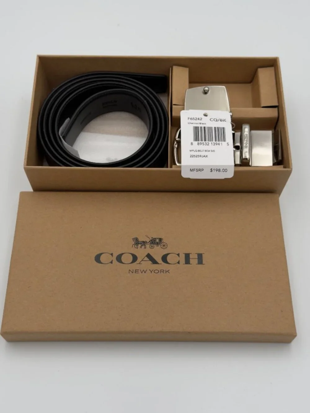 Coach F65242 Men’s Reversible Cut-to-Size Belt Gift Box NWT